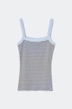 New Gina Tricot Tight fit rib singlet Blauw