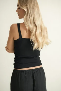 Best Gina Tricot Tight fit rib singlet Zwart