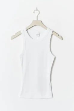 Online Gina Tricot Tight fit rib tank Wit