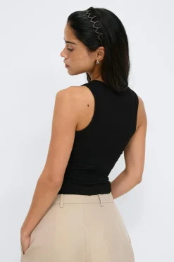 Best Gina Tricot Tight fit rib tank Zwart