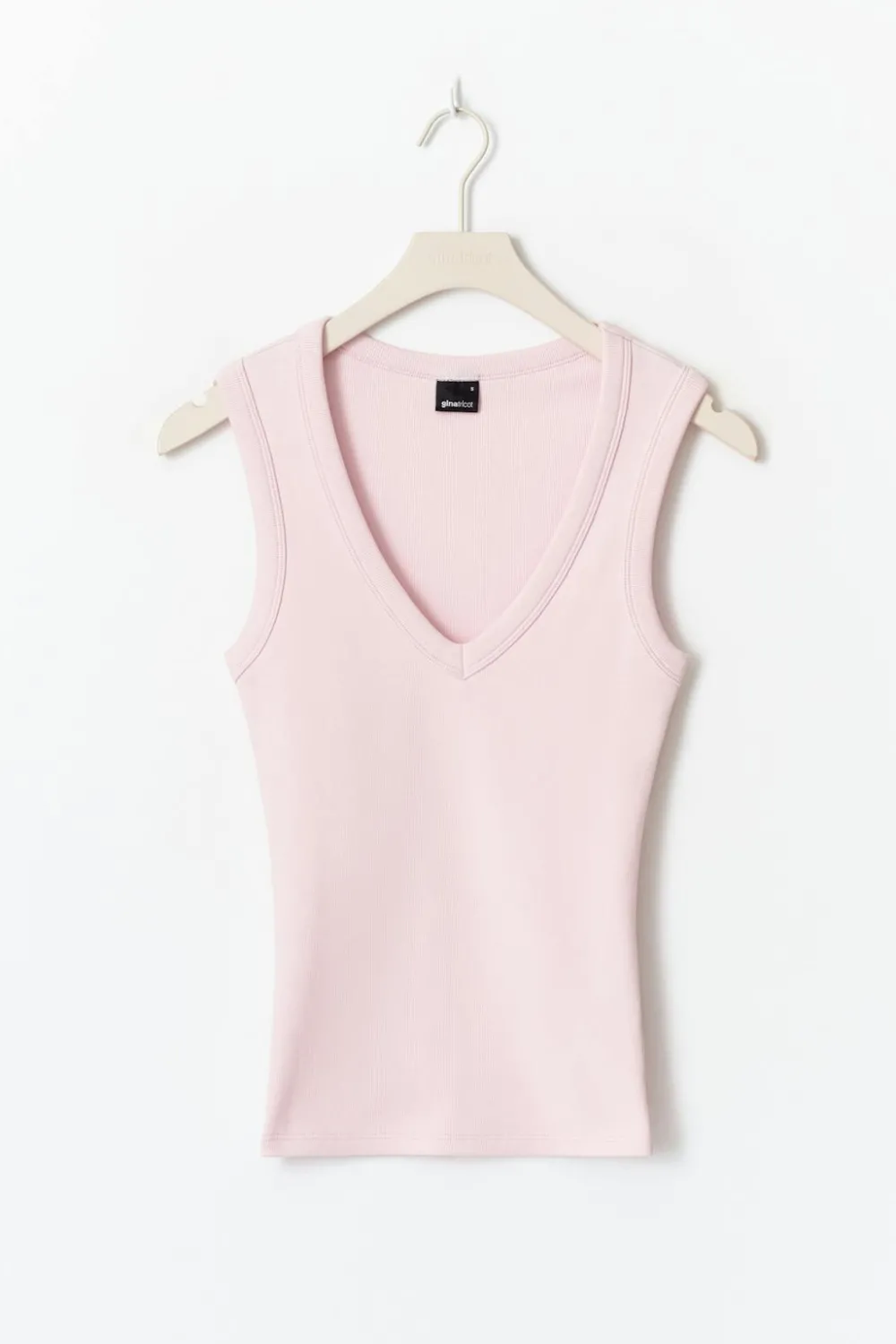 Outlet Gina Tricot Tight v-neck rib tank Roze