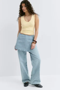 Hot Gina Tricot Tight v-neck rib tank Geel