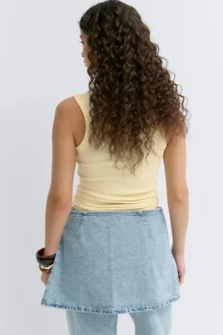 Hot Gina Tricot Tight v-neck rib tank Geel