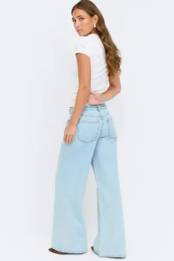 Gina Tricot Twisted wide jeans Blauw