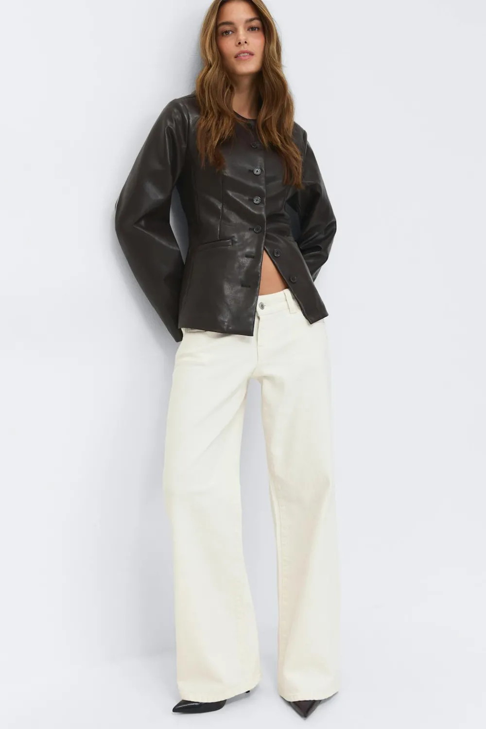 Sale Gina Tricot Ultra low wide jeans Wit