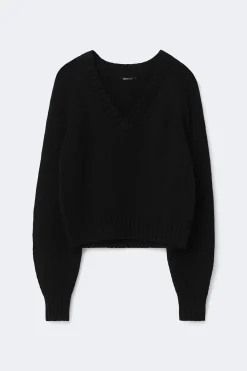 Outlet Gina Tricot V-neck knitted sweater Zwart