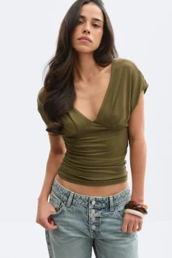 Sale Gina Tricot V-neck top Groen