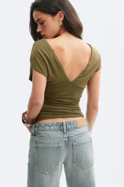 Sale Gina Tricot V-neck top Groen
