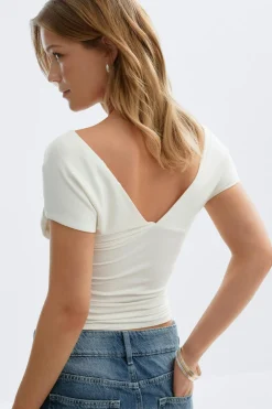 Discount Gina Tricot V-neck top Wit