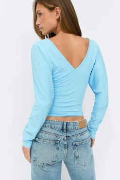 Online Gina Tricot V-neck top Blauw