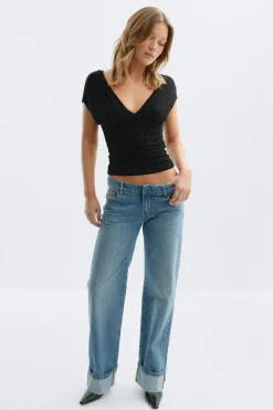 Sale Gina Tricot V-neck top Zwart