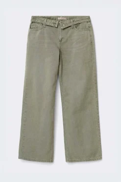 Discount Gina Tricot Waist flip wide jeans Groen