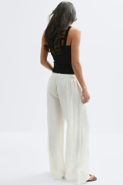 Online Gina Tricot Wide drawstring trousers Wit
