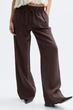 Outlet Gina Tricot Wide drawstring trousers Bruin