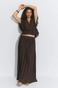 Sale Gina Tricot Wide maxi skirt Bruin