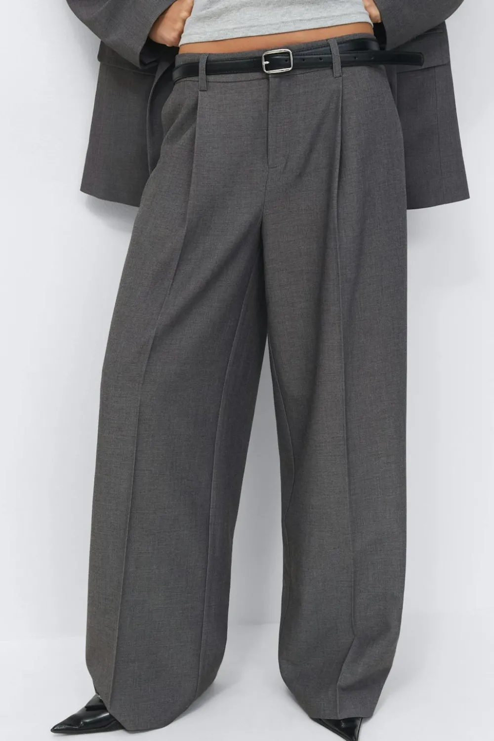 Best Gina Tricot Wide pleated trousers Grijsv