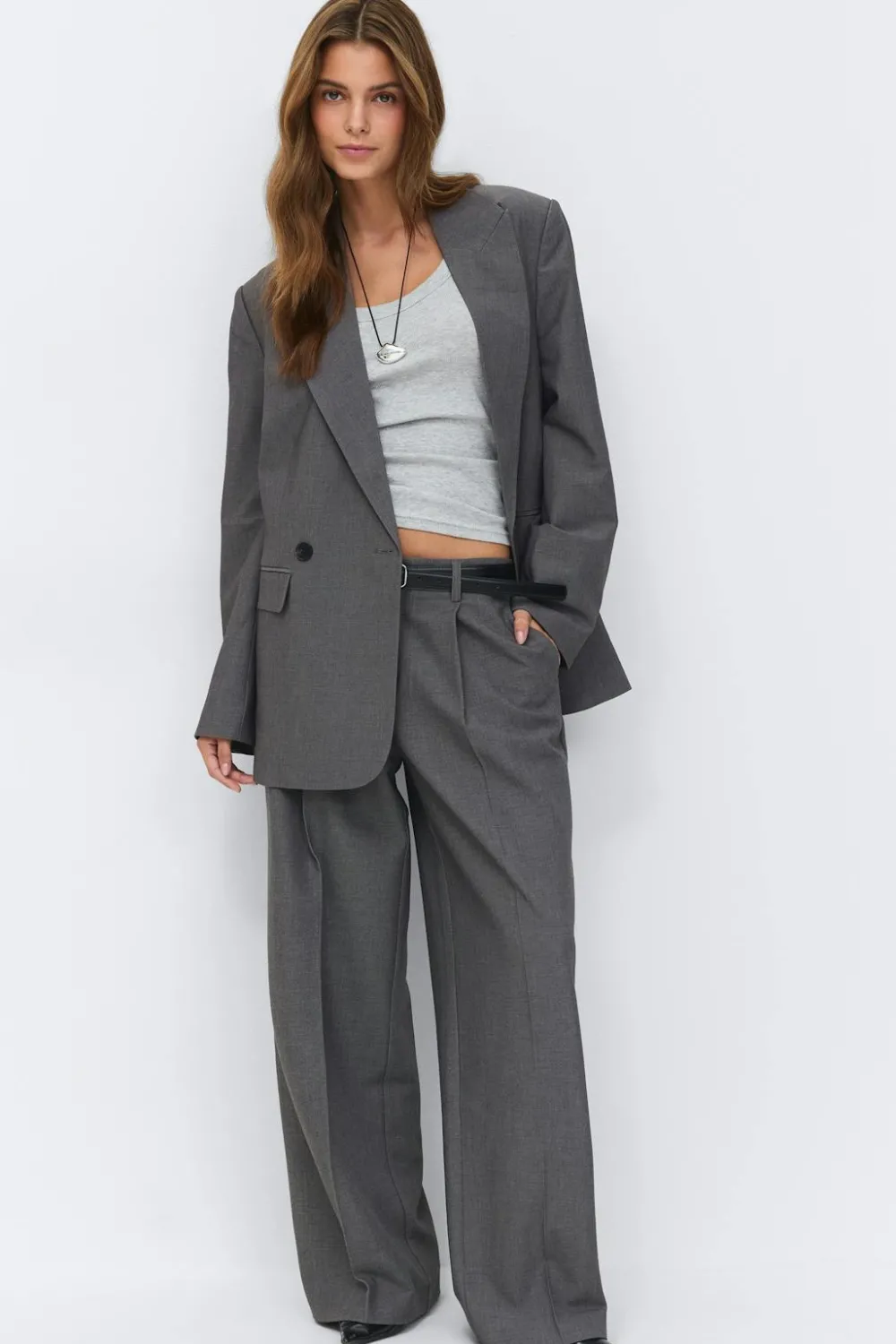 Best Gina Tricot Wide pleated trousers Grijsv