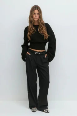Clearance Gina Tricot Wide sleeve knitted sweater Zwart