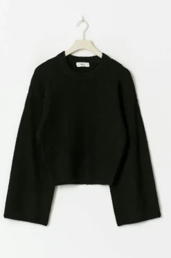 Clearance Gina Tricot Wide sleeve knitted sweater Zwart