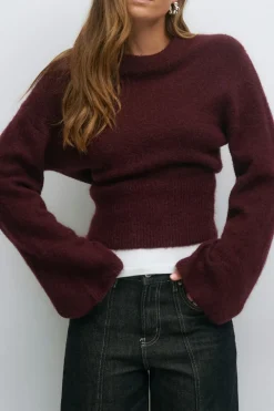 Discount Gina Tricot Wide sleeve knitted sweater Rood