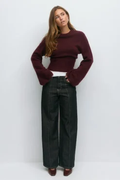 Discount Gina Tricot Wide sleeve knitted sweater Rood