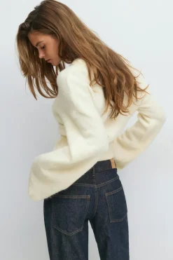 New Gina Tricot Wide sleeve knitted sweater Wit