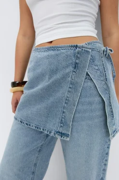 Clearance Gina Tricot Wrap denim hip skirt Blauw