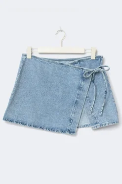 Clearance Gina Tricot Wrap denim hip skirt Blauw