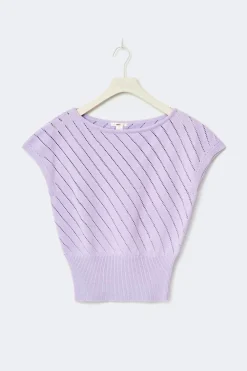 Sale Gina Tricot Y boatneck knitted top Paars