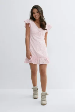 Online Gina Tricot Y broderie anglais dress Roze