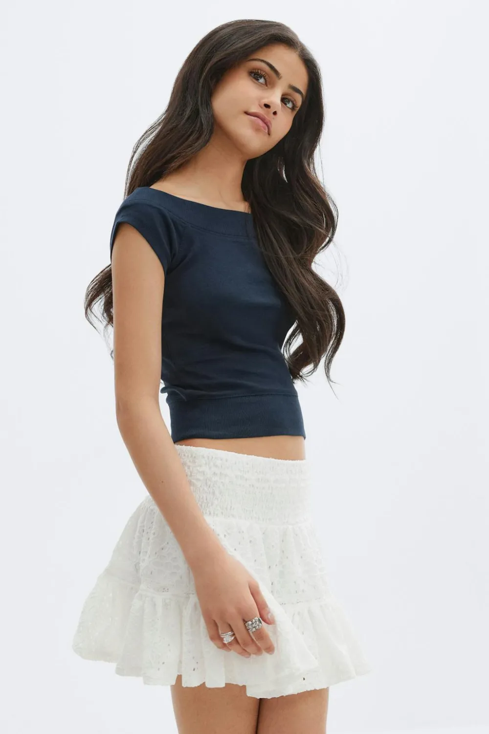 Hot Gina Tricot Y broderie anglais skirt Wit