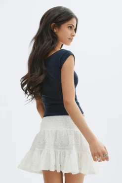Hot Gina Tricot Y broderie anglais skirt Wit