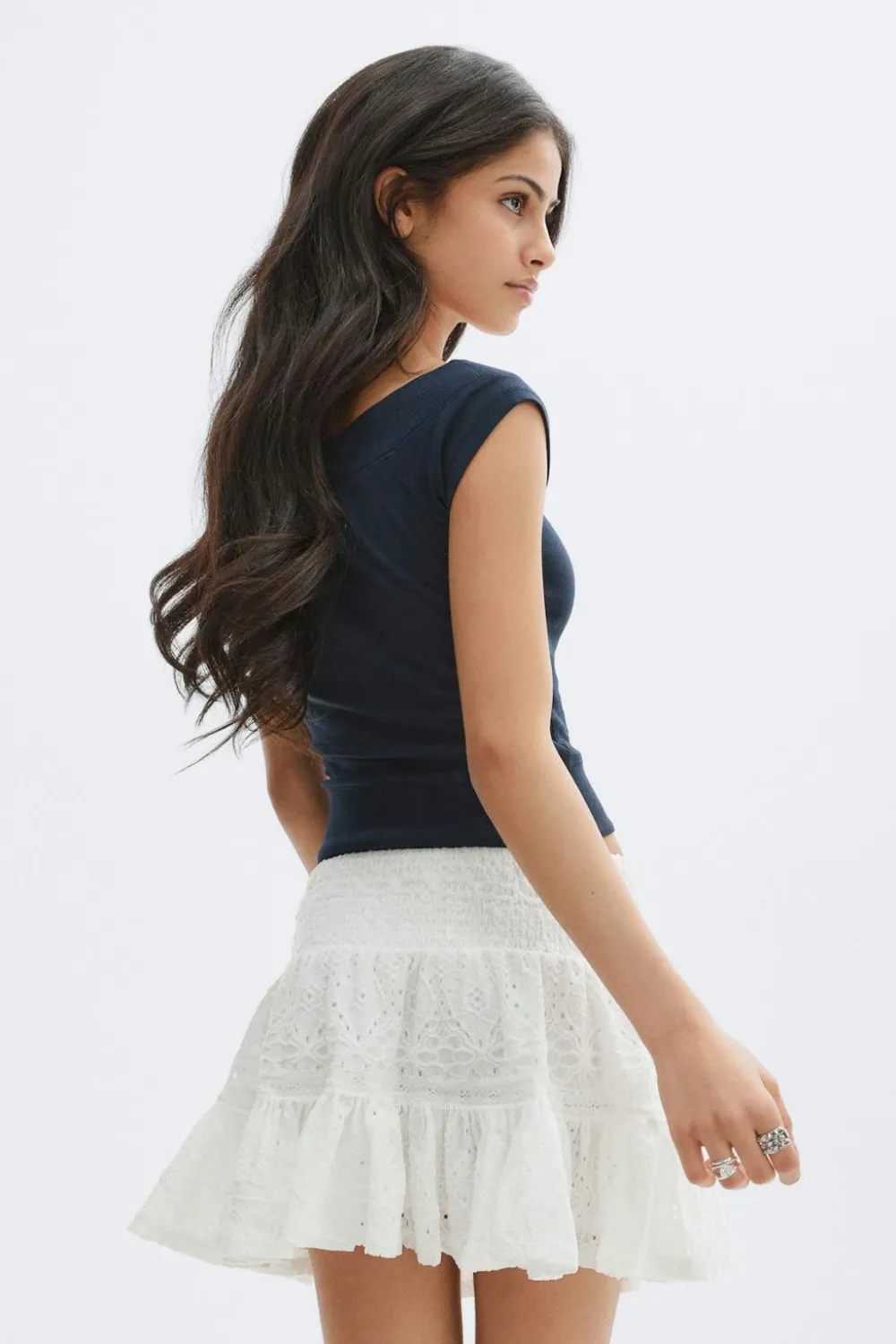 Hot Gina Tricot Y broderie anglais skirt Wit