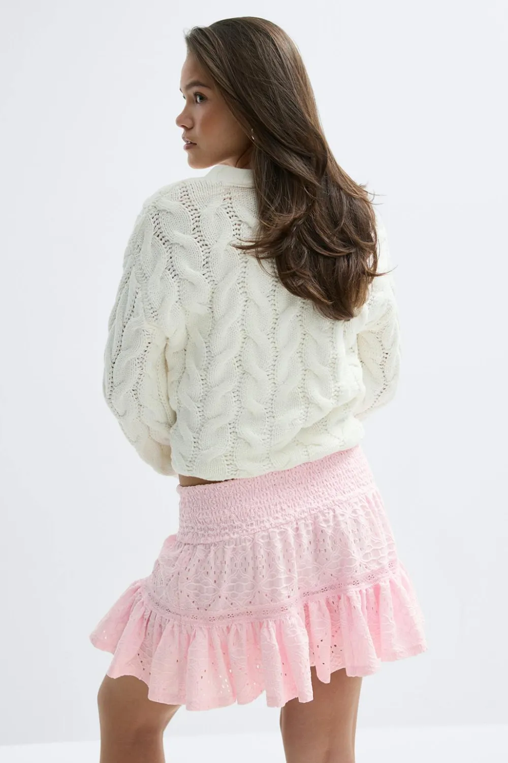New Gina Tricot Y broderie anglais skirt Roze