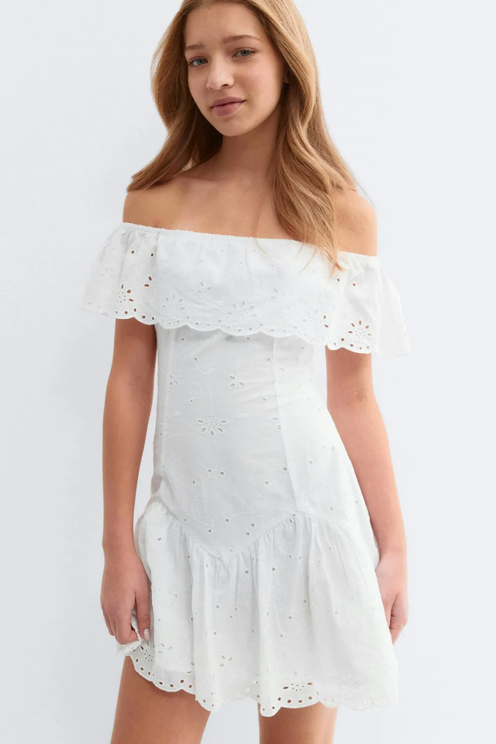 Clearance Gina Tricot Y broderie dress Wit