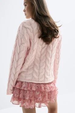 Clearance Gina Tricot Y cable knitted cardigan Roze