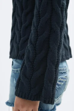 New Gina Tricot Y cable knitted sweater Blauw
