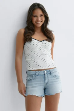 Outlet Gina Tricot Y chunky embroidery shorts Blauw