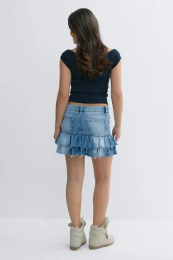 Clearance Gina Tricot Y denimdoll frill skirt Blauw