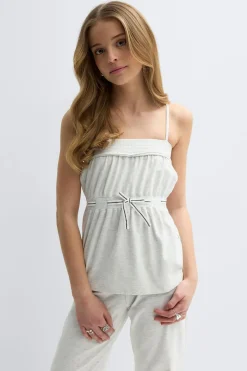 Online Gina Tricot Y detail top Grijsv