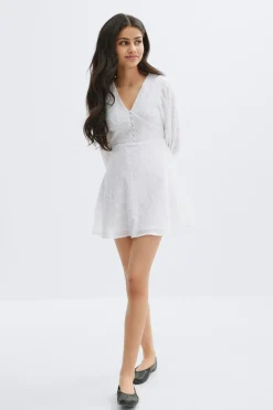 Hot Gina Tricot Y embroidery dress Wit