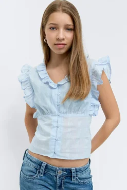 Gina Tricot Y fitted short sleeve top Blauw
