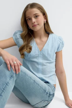 Sale Gina Tricot Y fitted short sleeve top Blauw