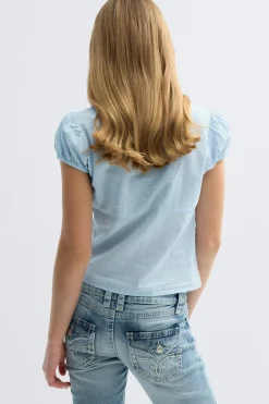 Sale Gina Tricot Y fitted short sleeve top Blauw