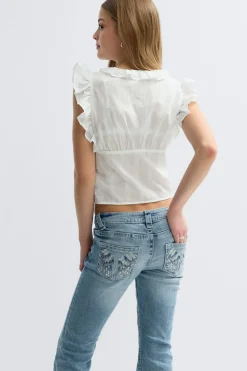Sale Gina Tricot Y fitted short sleeve top Wit