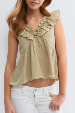 Discount Gina Tricot Y frill top Groen