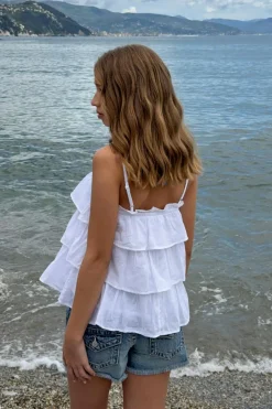 Clearance Gina Tricot Y frill top Wit