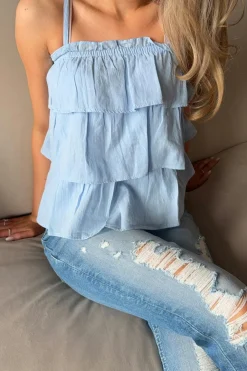 Hot Gina Tricot Y frill top Blauw