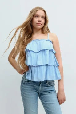 Hot Gina Tricot Y frill top Blauw