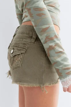 Discount Gina Tricot Y jeanique low denim shorts Groen